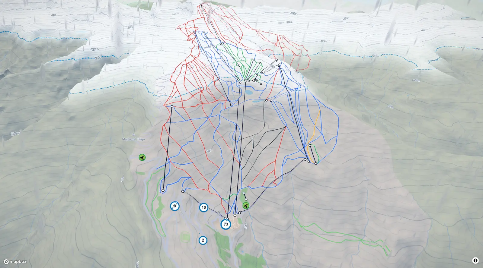 Las pistas de Sierra Nevada en el mapa 3D